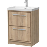 Hudson Reed Lille 600mm Freestanding 2 Drawer Vanity Unit & Basin Bleached Oak LIL3033E