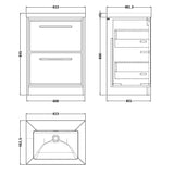 Hudson Reed Lille 600mm Freestanding 2 Drawer Vanity Unit & Basin Bleached Oak LIL3033K LD