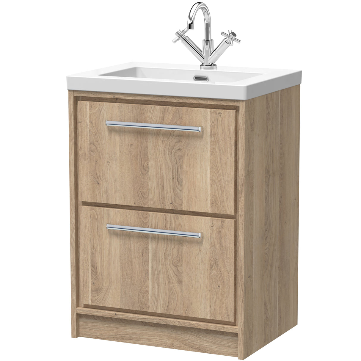 Hudson Reed Lille 600mm Freestanding 2 Drawer Vanity Unit & Basin Bleached Oak LIL3033L