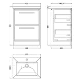 Hudson Reed Lille 600mm Freestanding 2 Drawer Vanity Unit & Basin Bleached Oak LIL3033L LD