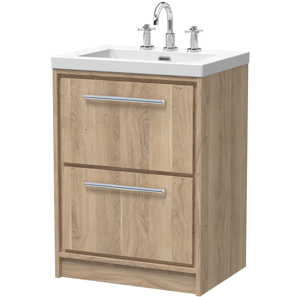 Hudson Reed Lille 600mm Freestanding 2 Drawer Vanity Unit & Basin Bleached Oak LIL3033M