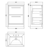 Hudson Reed Lille 600mm Freestanding 2 Drawer Vanity Unit & Basin Bleached Oak LIL3033M LD
