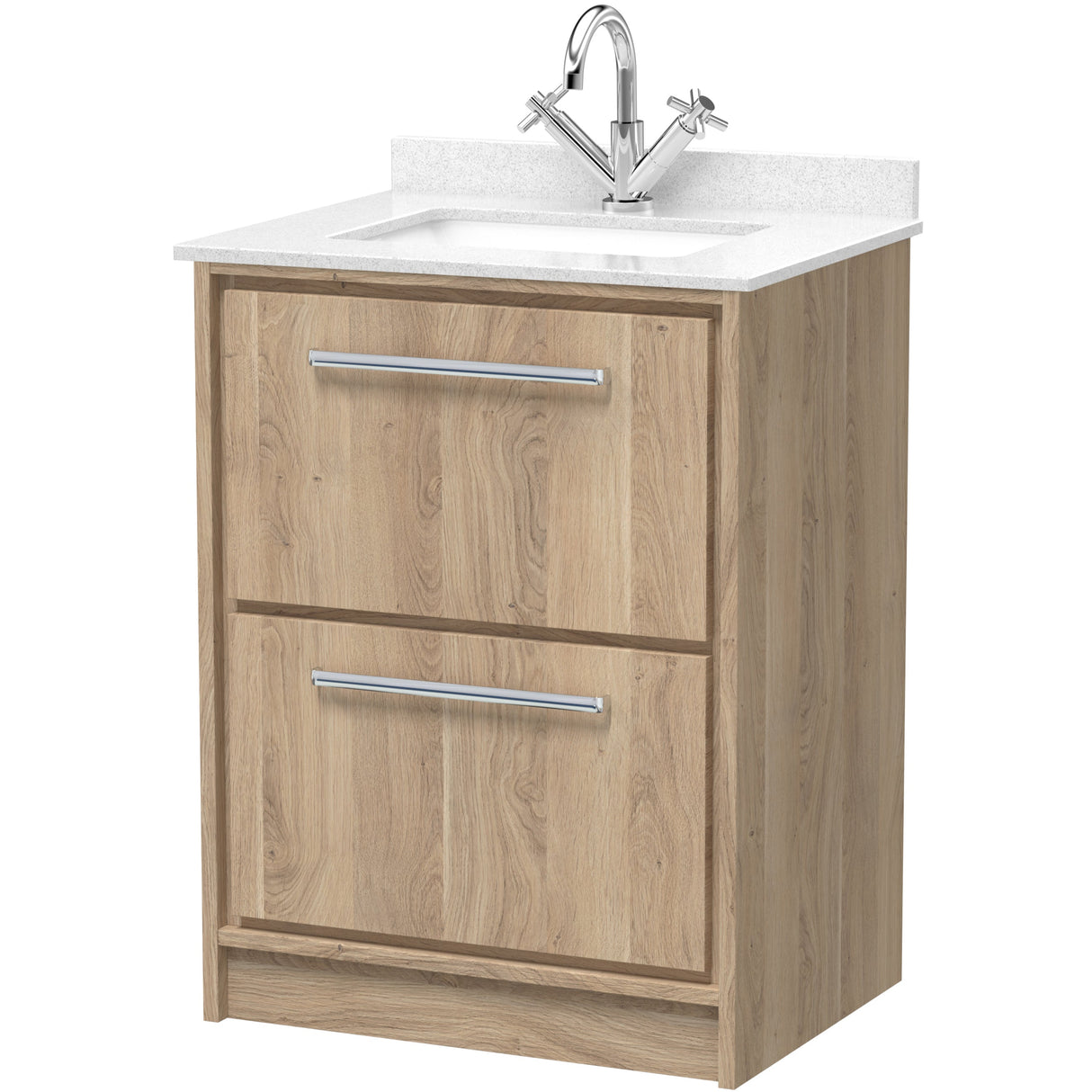 Hudson Reed Lille 600mm Freestanding 2 Drawer Vanity Unit & Basin Bleached Oak LIL3033WS1