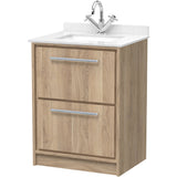 Hudson Reed Lille 600mm Freestanding 2 Drawer Vanity Unit & Basin Bleached Oak LIL3033WS1