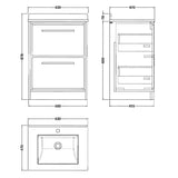 Hudson Reed Lille 600mm Freestanding 2 Drawer Vanity Unit & Basin Bleached Oak LIL3033WS1 LD