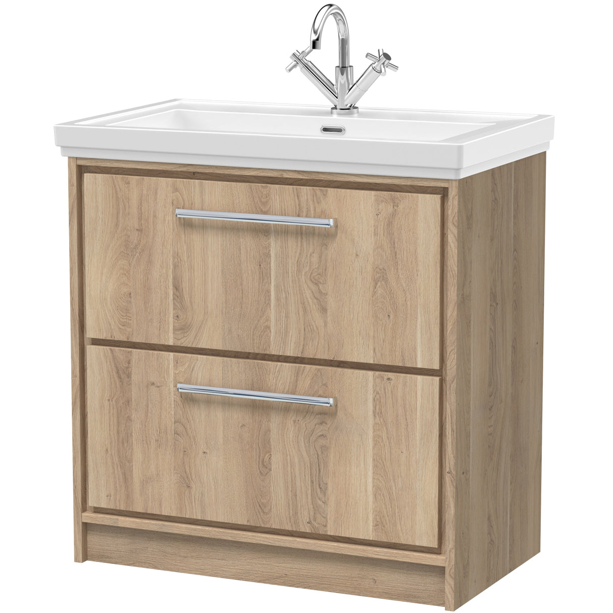 Hudson Reed Lille 800mm Freestanding 2 Drawer Vanity Unit & Basin Bleached Oak LIL3035A