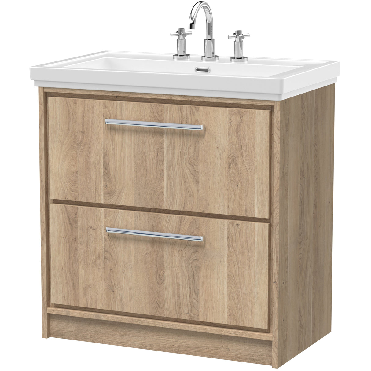 Hudson Reed Lille 800mm Freestanding 2 Drawer Vanity Unit & Basin Bleached Oak LIL3035B