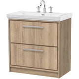 Hudson Reed Lille 800mm Freestanding 2 Drawer Vanity Unit & Basin Bleached Oak LIL3035B