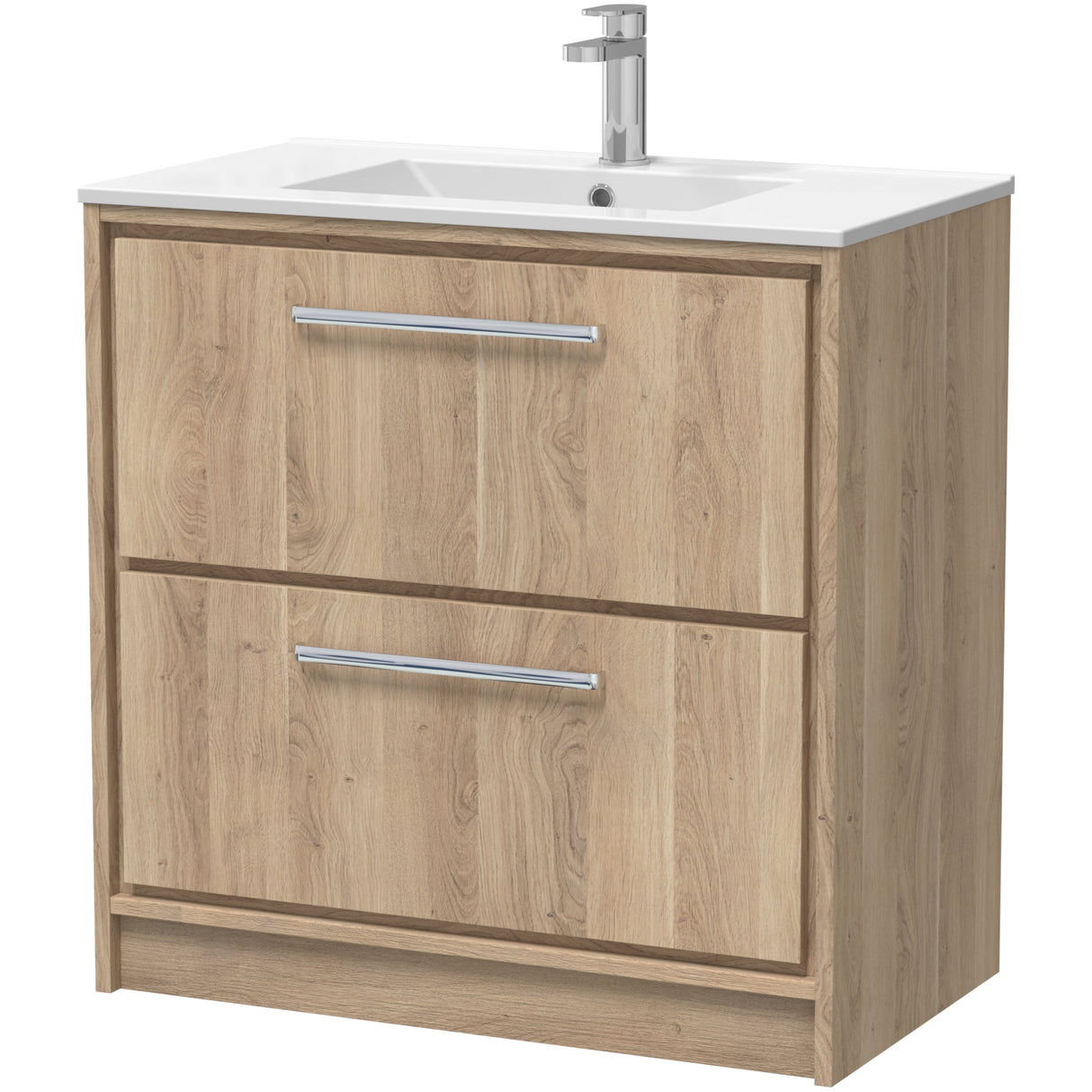 Hudson Reed Lille 800mm Freestanding 2 Drawer Vanity Unit & Basin Bleached Oak LIL3035C