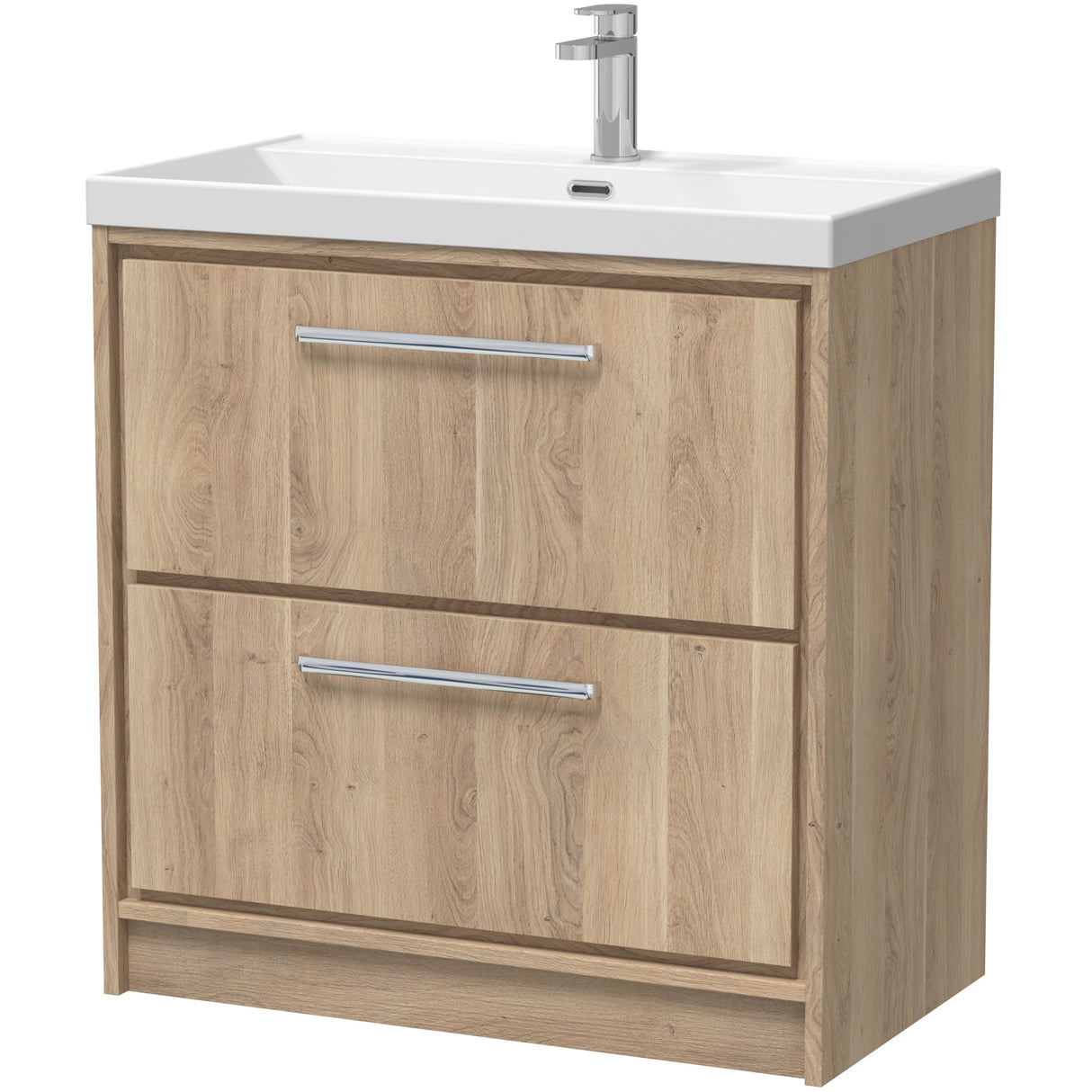 Hudson Reed Lille 800mm Freestanding 2 Drawer Vanity Unit & Basin Bleached Oak LIL3035E