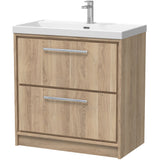 Hudson Reed Lille 800mm Freestanding 2 Drawer Vanity Unit & Basin Bleached Oak LIL3035E