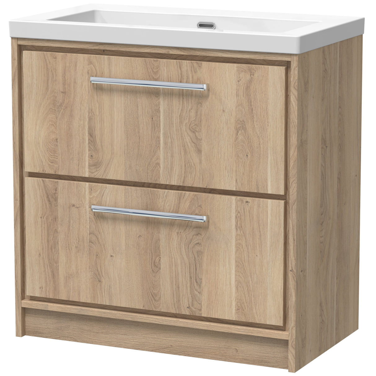 Hudson Reed Lille 800mm Freestanding 2 Drawer Vanity Unit & Basin Bleached Oak LIL3035K