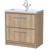 Hudson Reed Lille 800mm Freestanding 2 Drawer Vanity Unit & Basin Bleached Oak LIL3035L