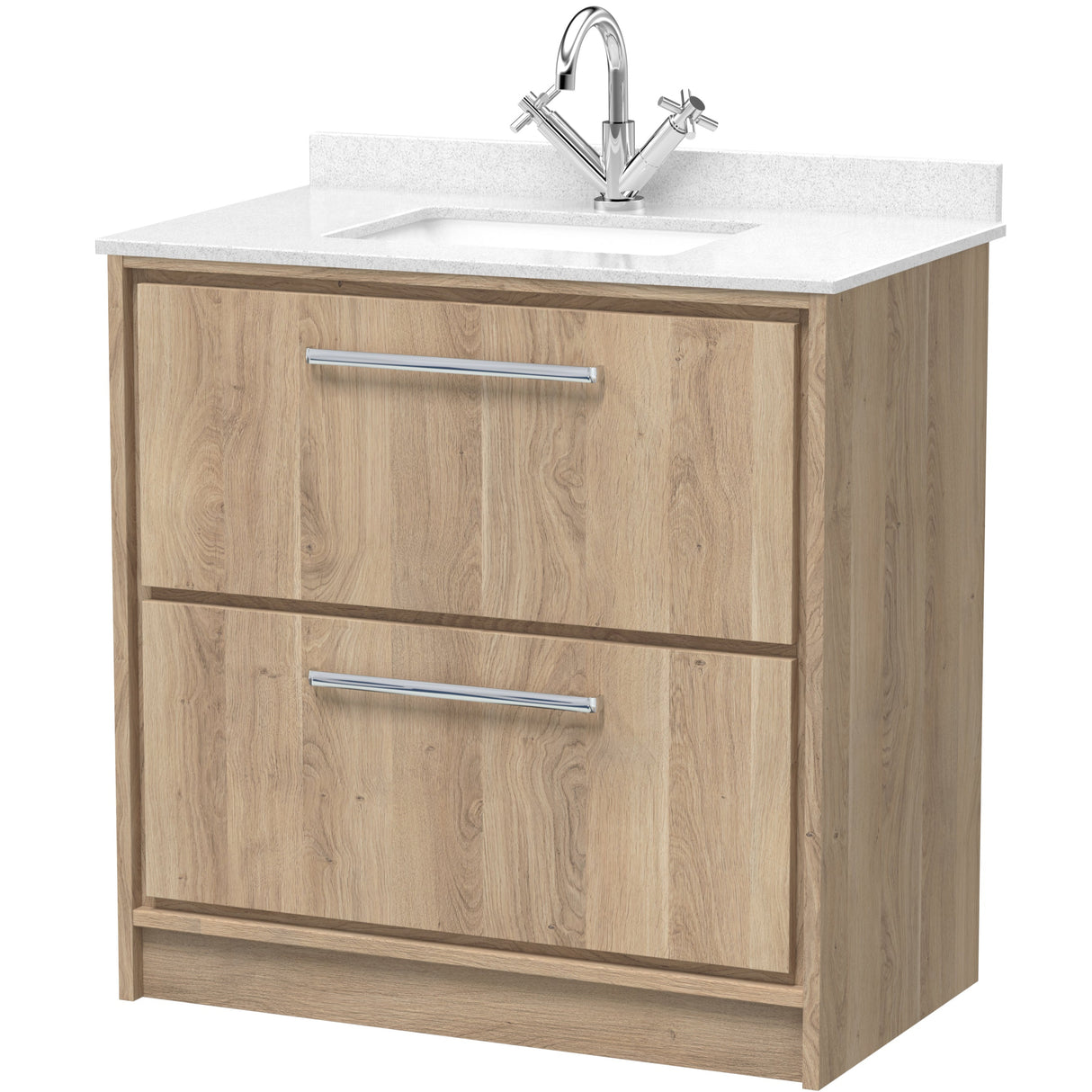 Hudson Reed Lille 800mm Freestanding 2 Drawer Vanity Unit & Basin Bleached Oak LIL3035WS1
