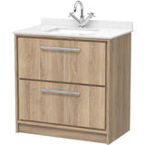 Hudson Reed Lille 800mm Freestanding 2 Drawer Vanity Unit & Basin Bleached Oak LIL3035WS1