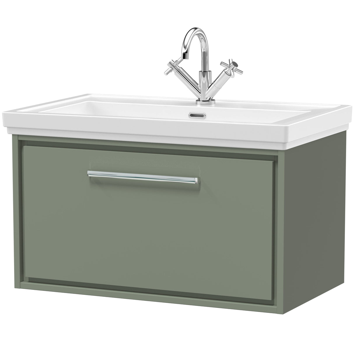 Hudson Reed Lille 800mm Wall Hung 1 Drawer Vanity Unit & Basin Fern Green LIL3125A