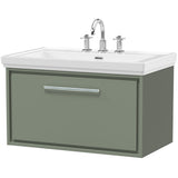 Hudson Reed Lille 800mm Wall Hung 1 Drawer Vanity Unit & Basin Fern Green LIL3125B