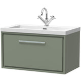 Hudson Reed Lille 800mm Wall Hung 1 Drawer Vanity Unit & Basin Fern Green LIL3125L