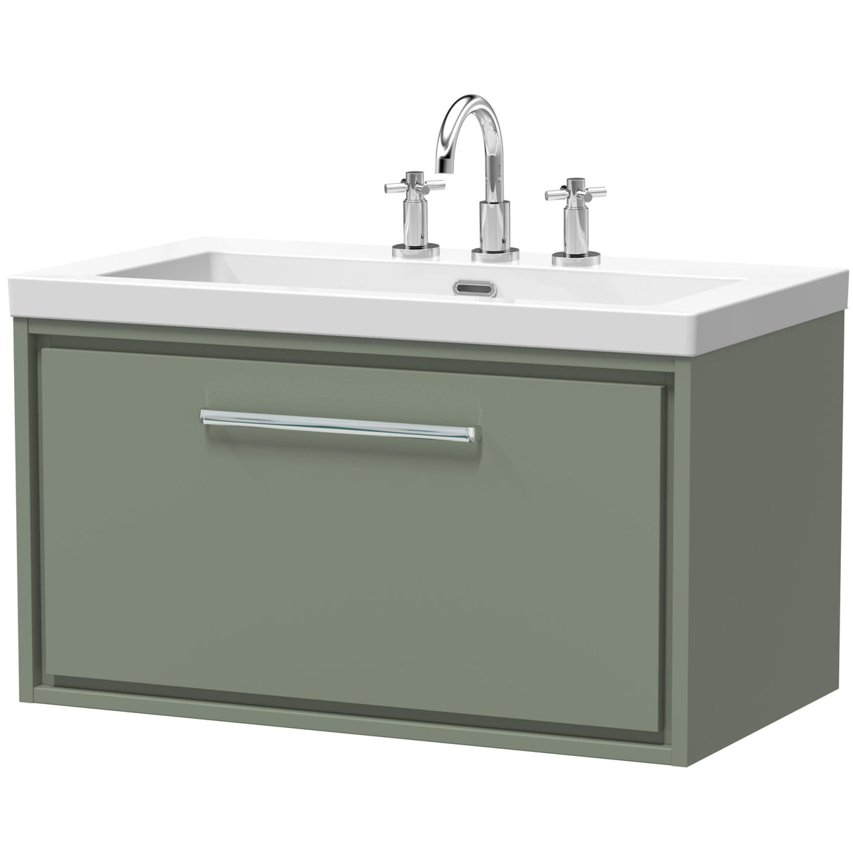 Hudson Reed Lille 800mm Wall Hung 1 Drawer Vanity Unit & Basin Fern Green LIL3125M