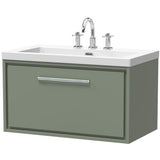 Hudson Reed Lille 800mm Wall Hung 1 Drawer Vanity Unit & Basin Fern Green LIL3125M