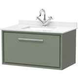 Hudson Reed Lille 800mm Wall Hung 1 Drawer Vanity Unit & Basin Fern Green LIL3125WS1