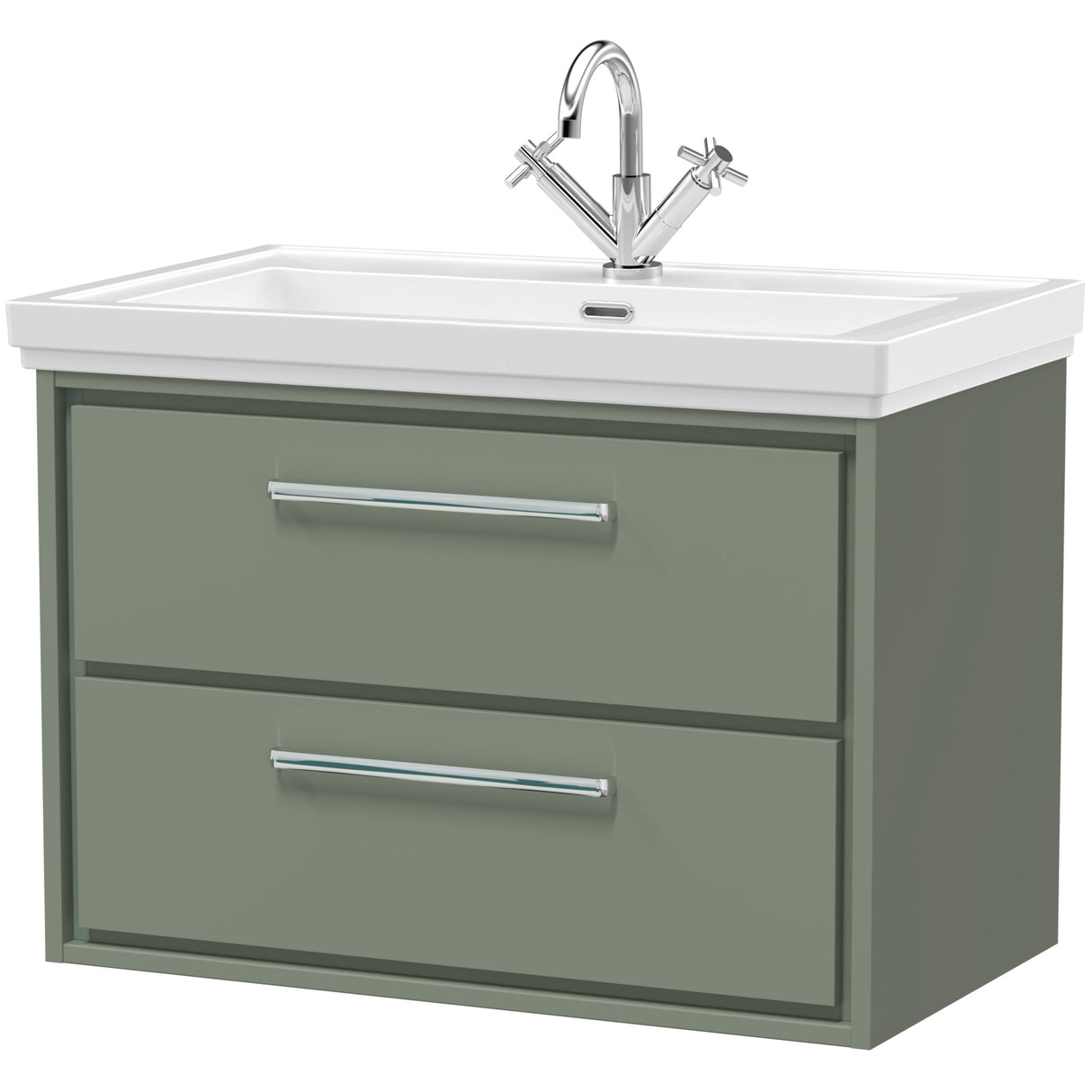 Hudson Reed Lille 800mm Wall Hung 2 Drawer Vanity Unit & Basin Fern Green LIL3126A