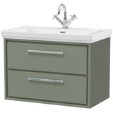 Hudson Reed Lille 800mm Wall Hung 2 Drawer Vanity Unit & Basin Fern Green LIL3126A