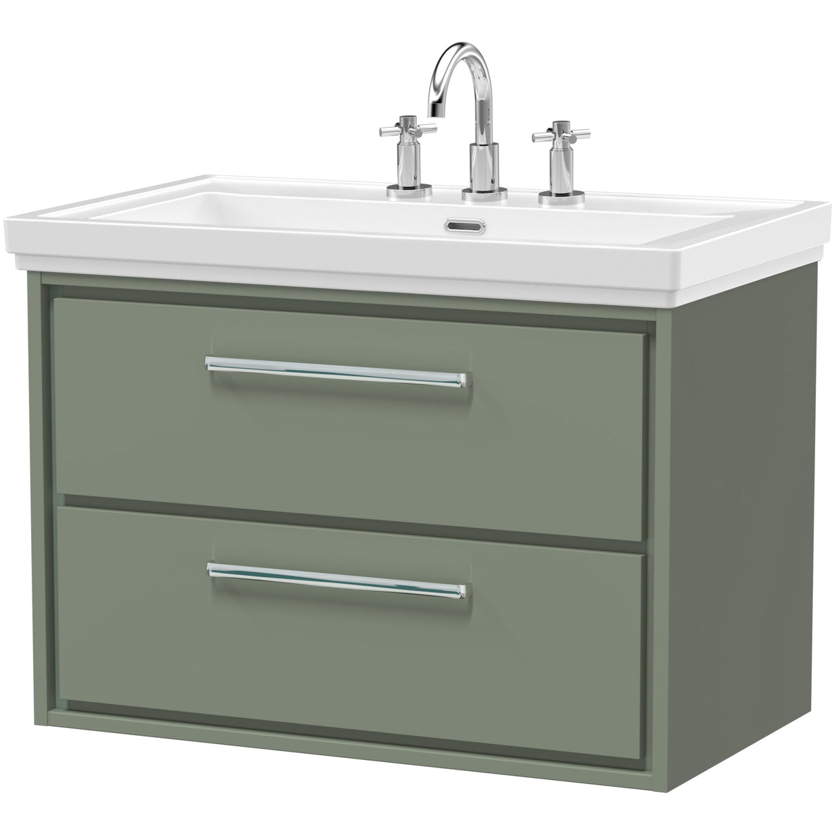 Hudson Reed Lille 800mm Wall Hung 2 Drawer Vanity Unit & Basin Fern Green LIL3126B