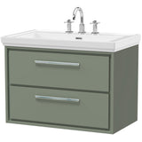 Hudson Reed Lille 800mm Wall Hung 2 Drawer Vanity Unit & Basin Fern Green LIL3126B