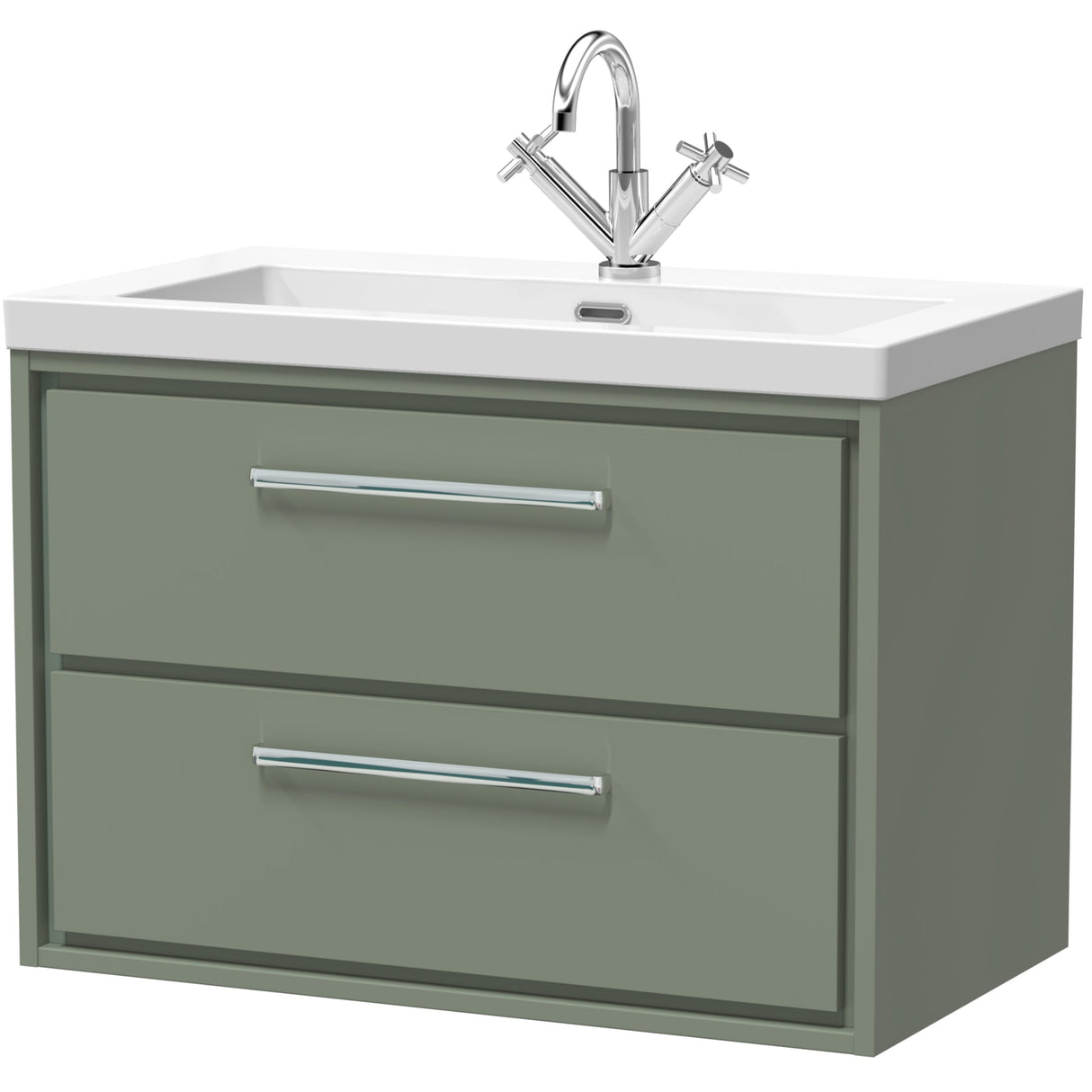 Hudson Reed Lille 800mm Wall Hung 2 Drawer Vanity Unit & Basin Fern Green LIL3126L