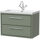 Hudson Reed Lille 800mm Wall Hung 2 Drawer Vanity Unit & Basin Fern Green LIL3126L