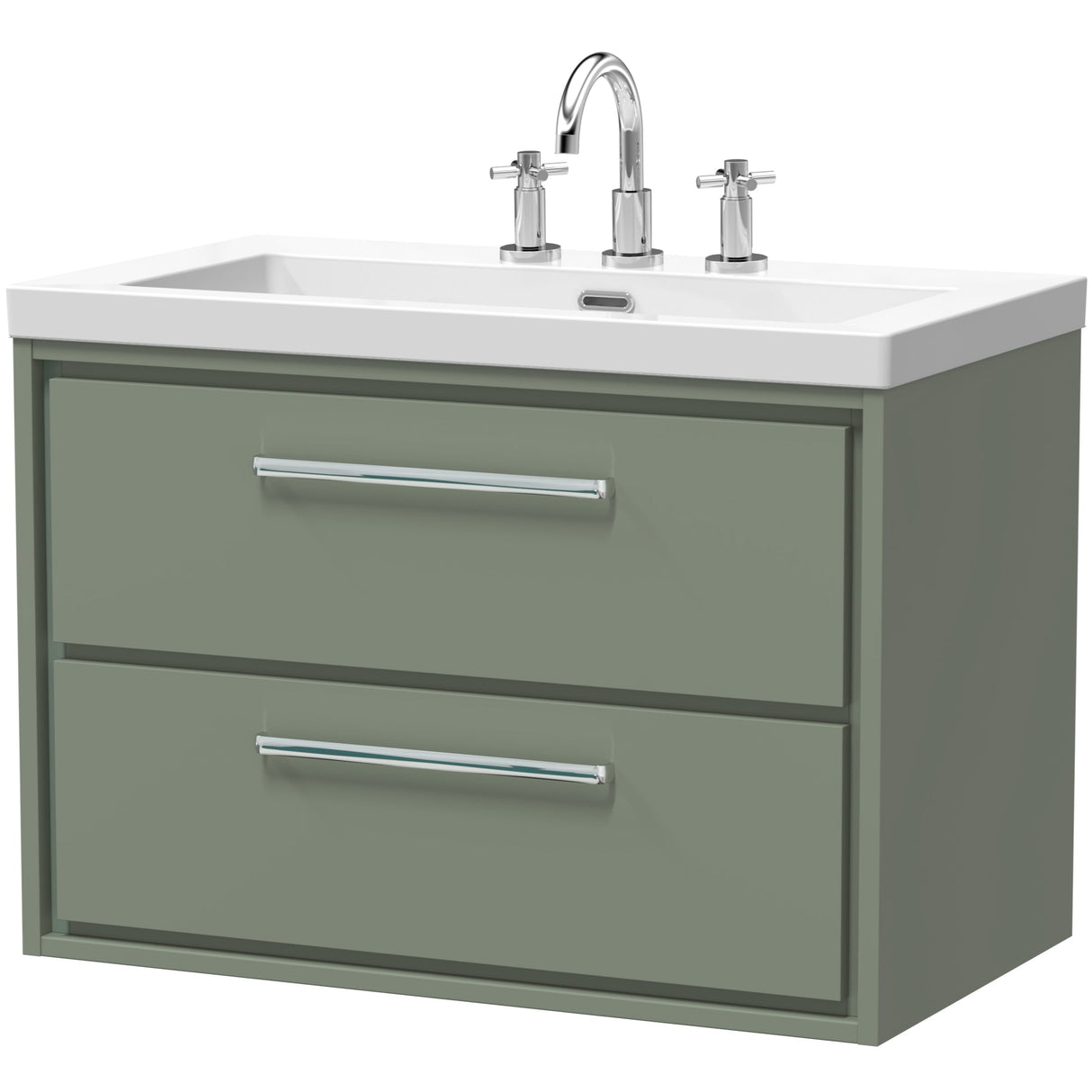 Hudson Reed Lille 800mm Wall Hung 2 Drawer Vanity Unit & Basin Fern Green LIL3126M