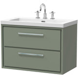 Hudson Reed Lille 800mm Wall Hung 2 Drawer Vanity Unit & Basin Fern Green LIL3126M
