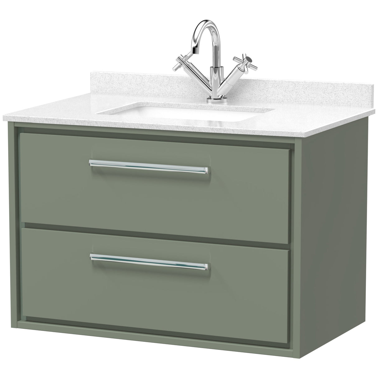 Hudson Reed Lille 800mm Wall Hung 2 Drawer Vanity Unit & Basin Fern Green LIL3126WS1
