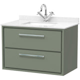 Hudson Reed Lille 800mm Wall Hung 2 Drawer Vanity Unit & Basin Fern Green LIL3126WS1