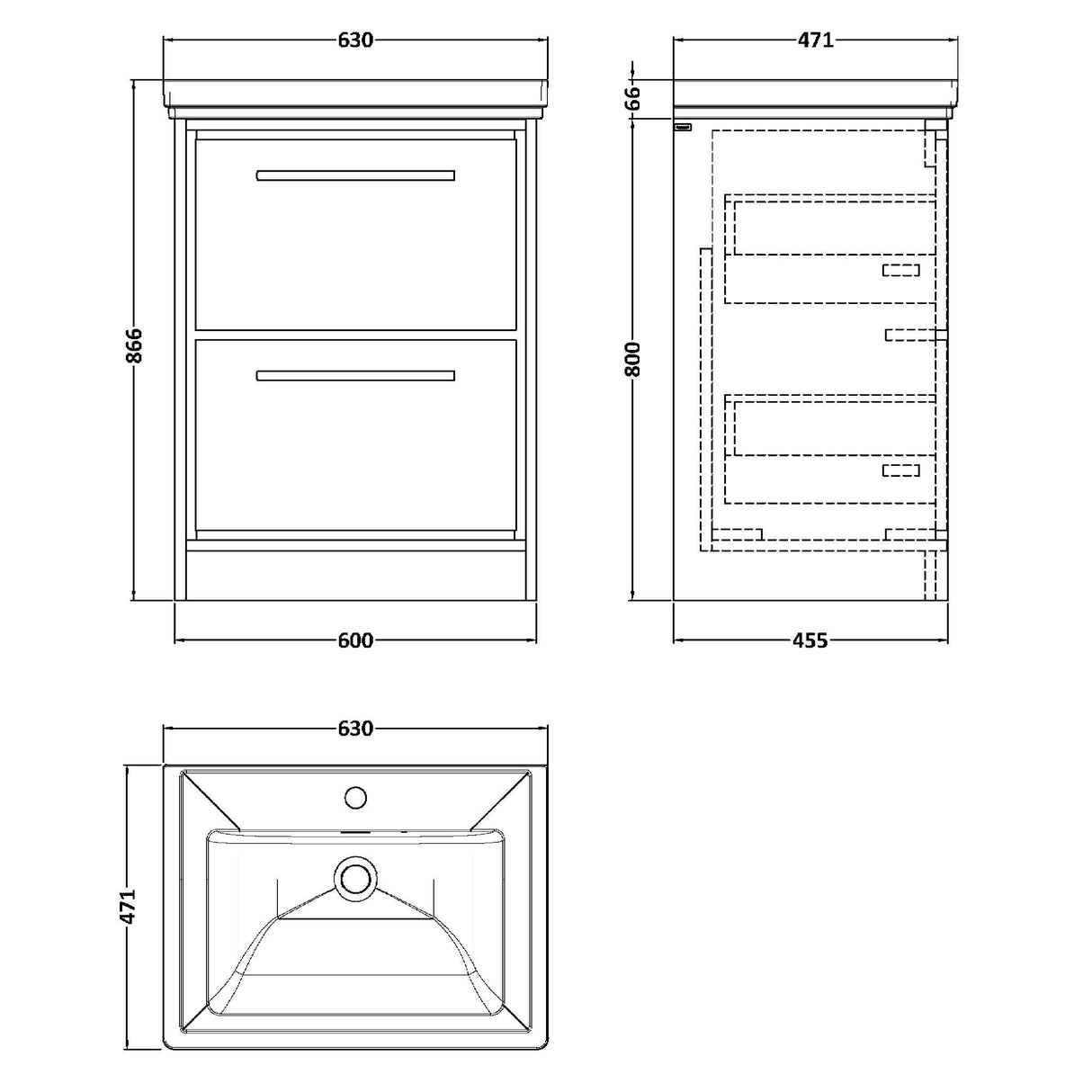 Hudson Reed Lille 600mm Freestanding 2 Drawer Vanity Unit & Basin Fern Green LIL3133A LD