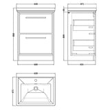 Hudson Reed Lille 600mm Freestanding 2 Drawer Vanity Unit & Basin Fern Green LIL3133A LD