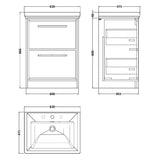 Hudson Reed Lille 600mm Freestanding 2 Drawer Vanity Unit & Basin Fern Green LIL3133B LD