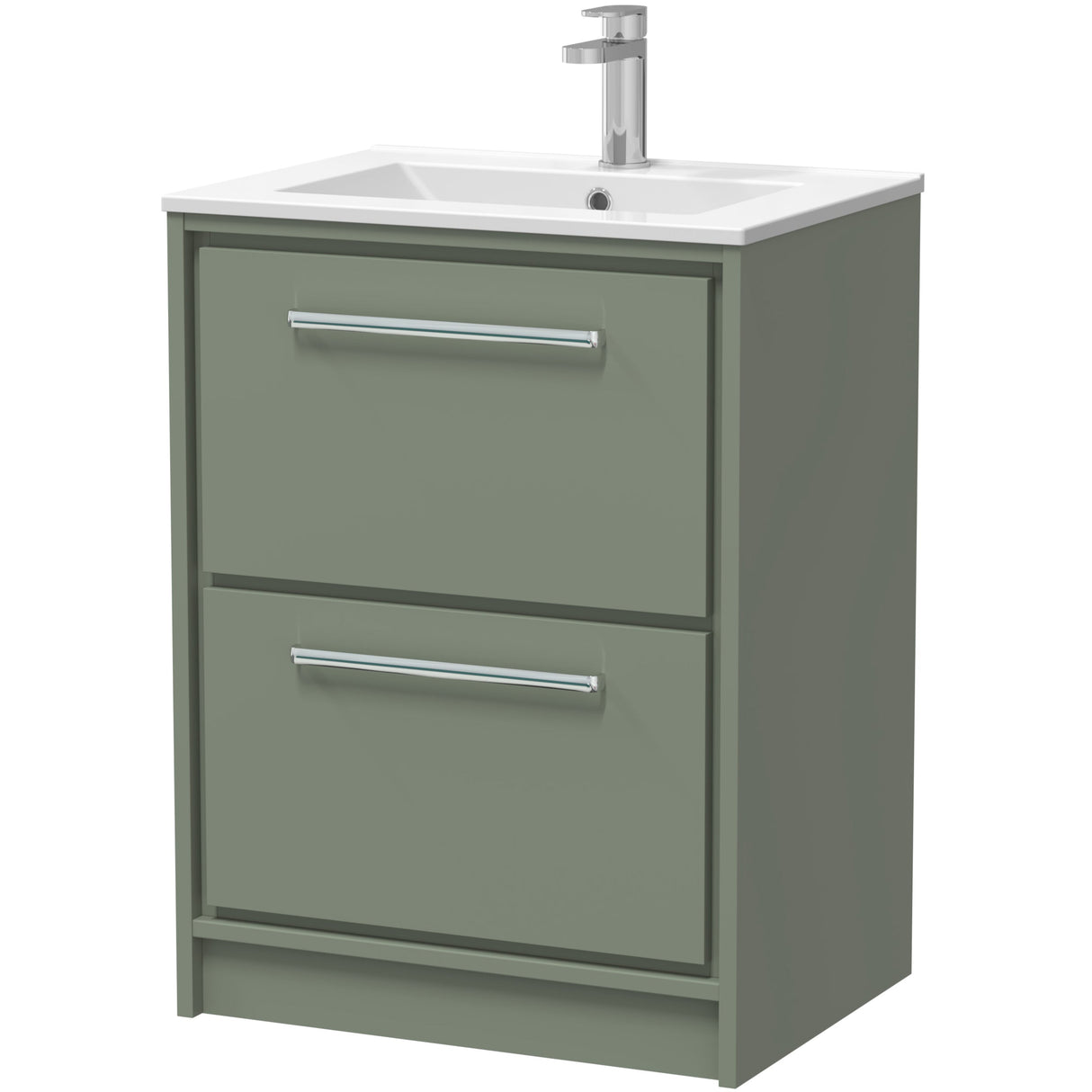 Hudson Reed Lille 600mm Freestanding 2 Drawer Vanity Unit & Basin Fern Green LIL3133C