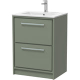 Hudson Reed Lille 600mm Freestanding 2 Drawer Vanity Unit & Basin Fern Green LIL3133C
