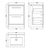 Hudson Reed Lille 600mm Freestanding 2 Drawer Vanity Unit & Basin Fern Green LIL3133C LD