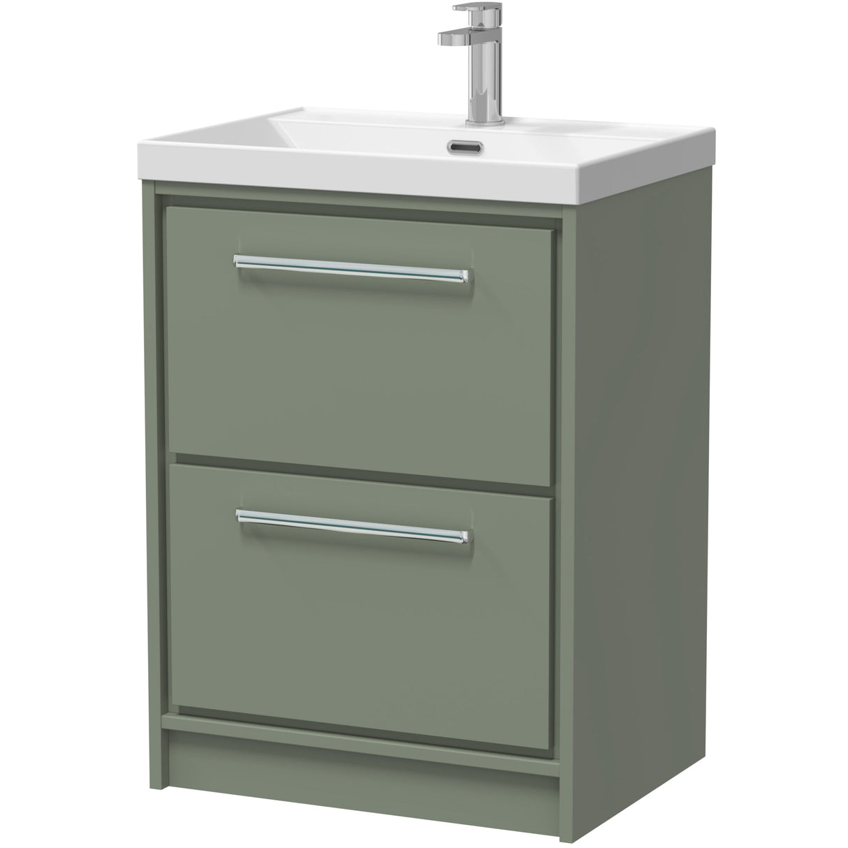 Hudson Reed Lille 600mm Freestanding 2 Drawer Vanity Unit & Basin Fern Green LIL3133E