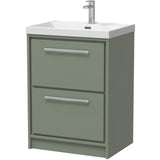Hudson Reed Lille 600mm Freestanding 2 Drawer Vanity Unit & Basin Fern Green LIL3133E