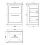 Hudson Reed Lille 600mm Freestanding 2 Drawer Vanity Unit & Basin Fern Green LIL3133H LD
