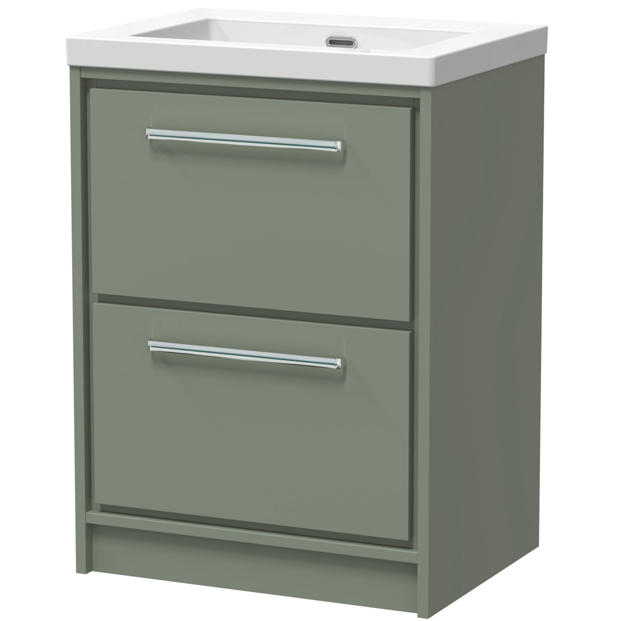 Hudson Reed Lille 600mm Freestanding 2 Drawer Vanity Unit & Basin Fern Green LIL3133K