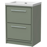 Hudson Reed Lille 600mm Freestanding 2 Drawer Vanity Unit & Basin Fern Green LIL3133K