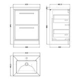 Hudson Reed Lille 600mm Freestanding 2 Drawer Vanity Unit & Basin Fern Green LIL3133L LD