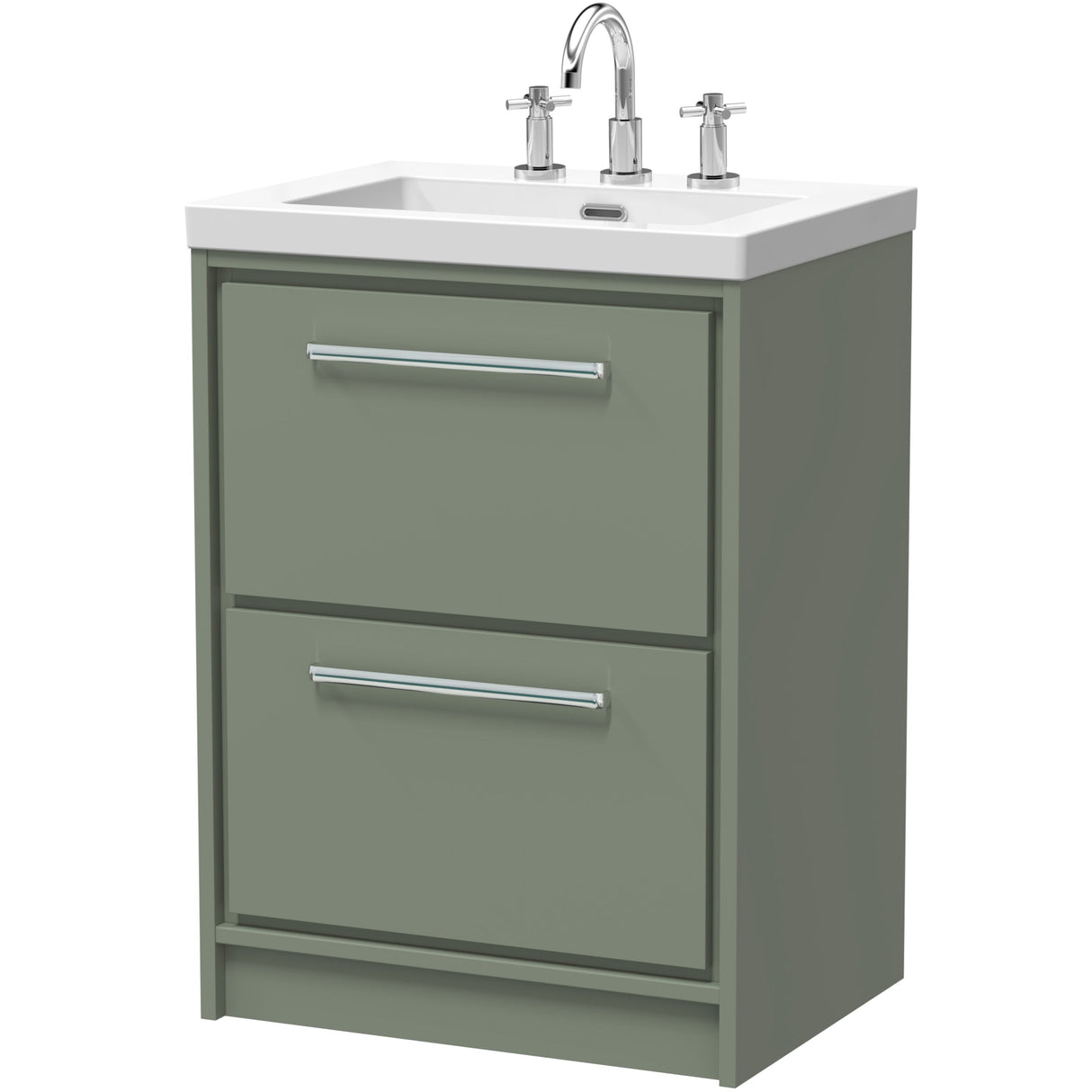 Hudson Reed Lille 600mm Freestanding 2 Drawer Vanity Unit & Basin Fern Green LIL3133M