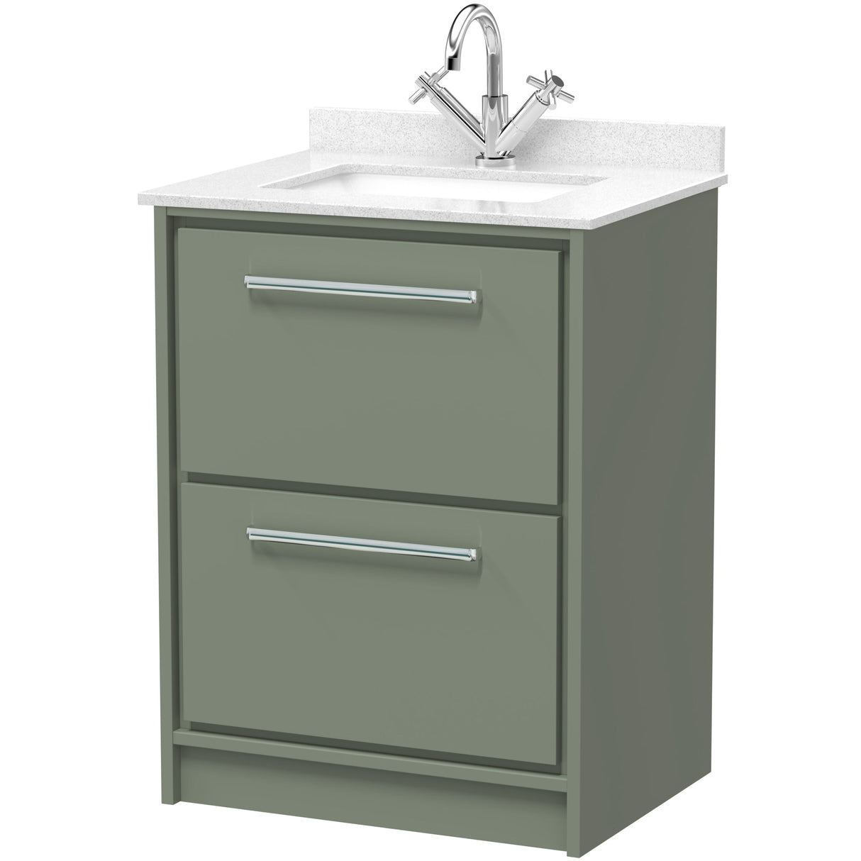 Hudson Reed Lille 600mm Freestanding 2 Drawer Vanity Unit & Basin Fern Green LIL3133WS1