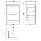 Hudson Reed Lille 600mm Freestanding 2 Drawer Vanity Unit & Basin Fern Green LIL3133WS1 LD